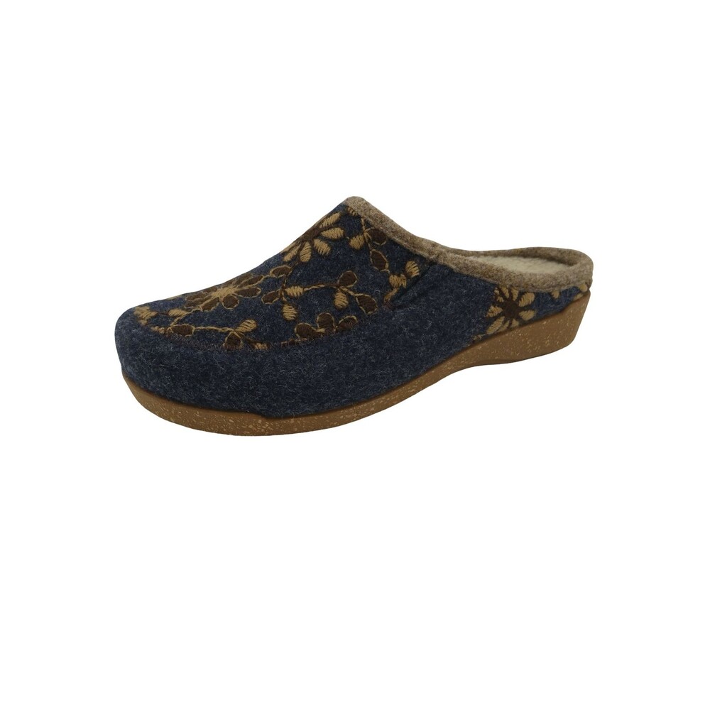 Taos Woolderness 2 Women's US 10-10.5 Gray Floral Wool Clog Slippers Mules Shoes